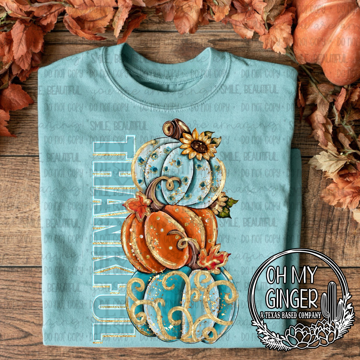 Thankful Pumpkin Stack — a stack of patterned pumpkins with thankful lettering