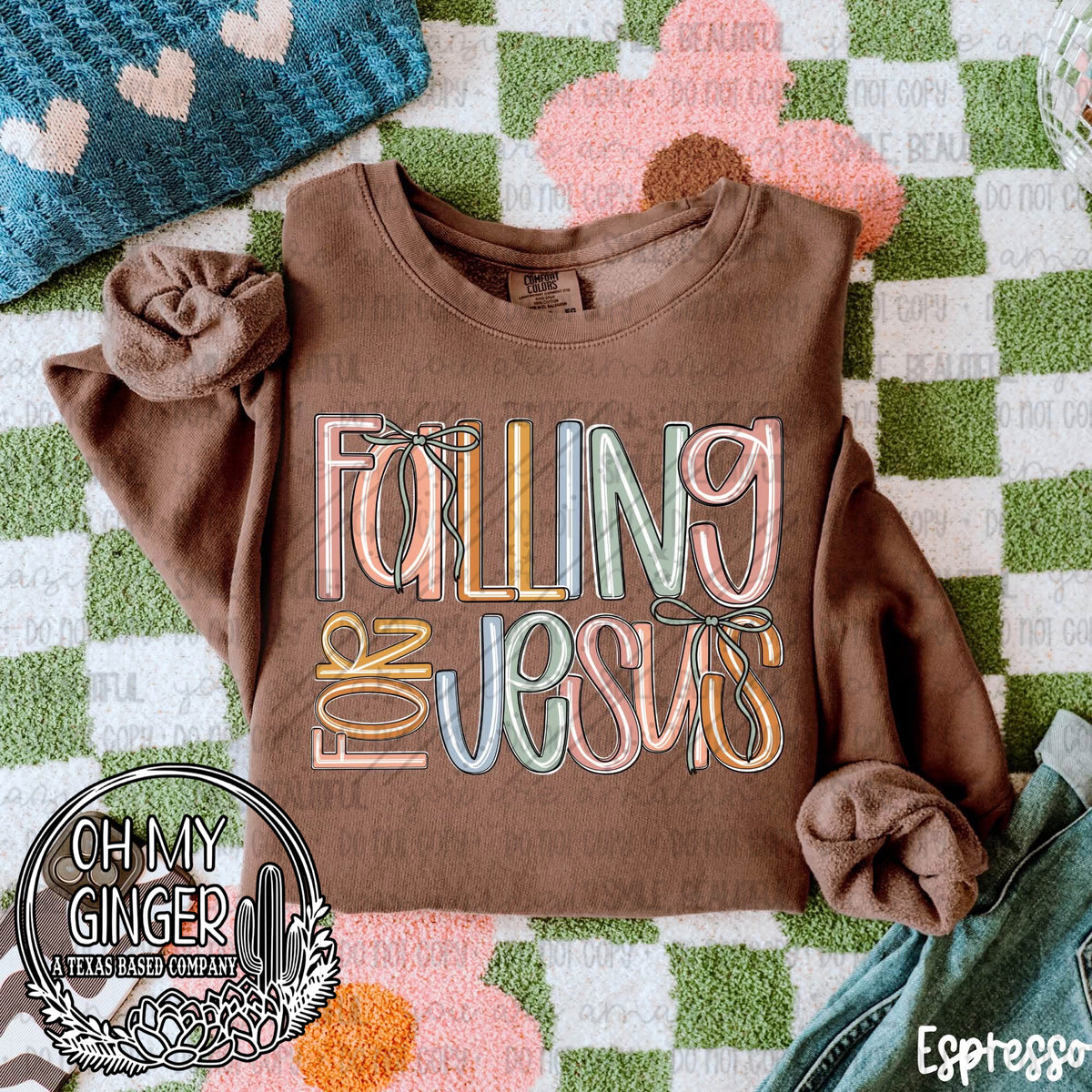Falling For Jesus design featuring faith-based Falling For Jesus fall typography by Oh My Ginger