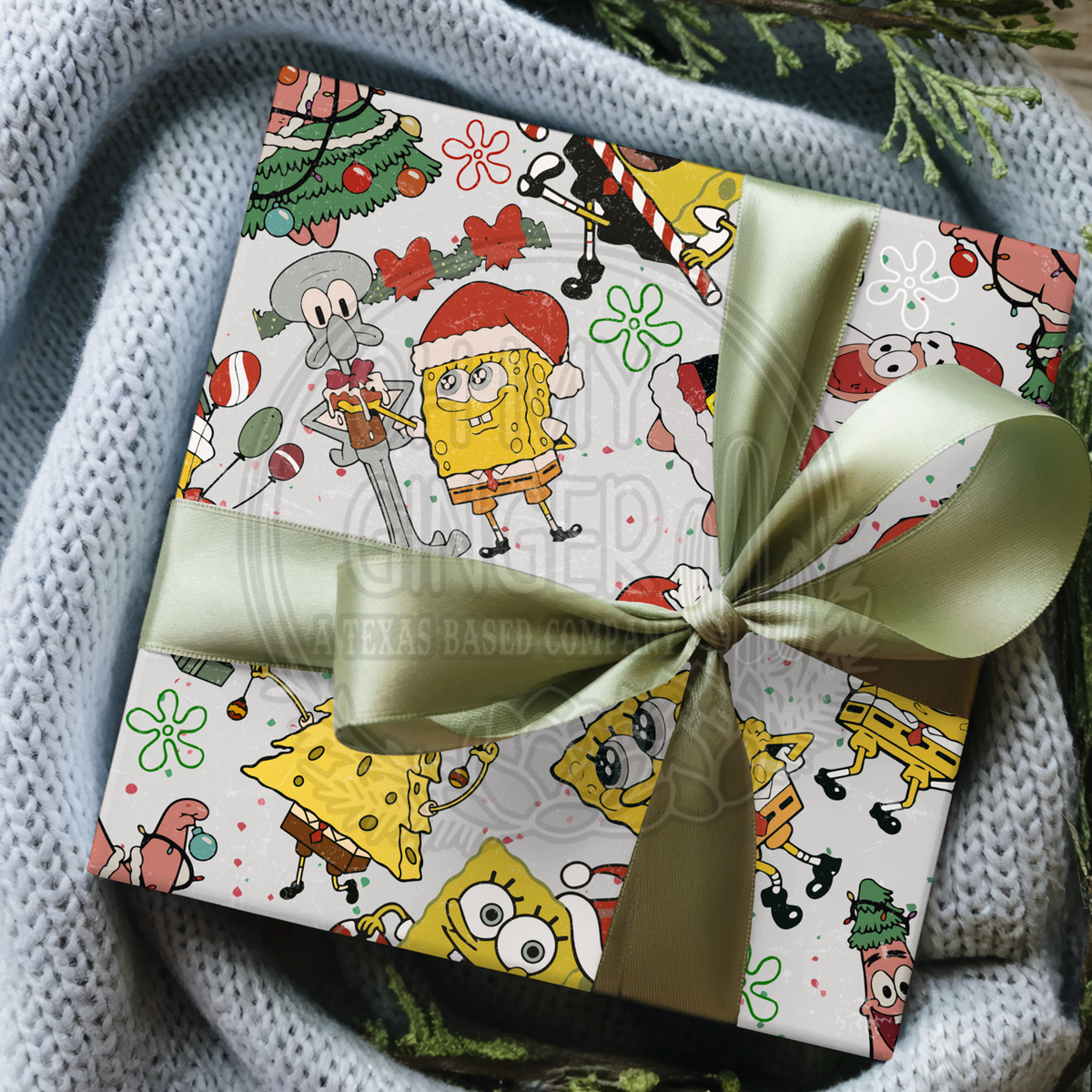 SpongeBob Christmas Characters Wrapping Paper