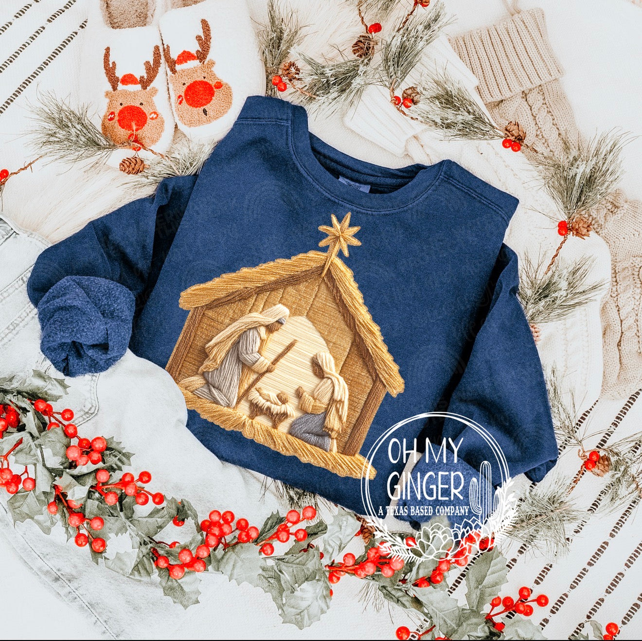 Faux Glitter Yarn Nativity