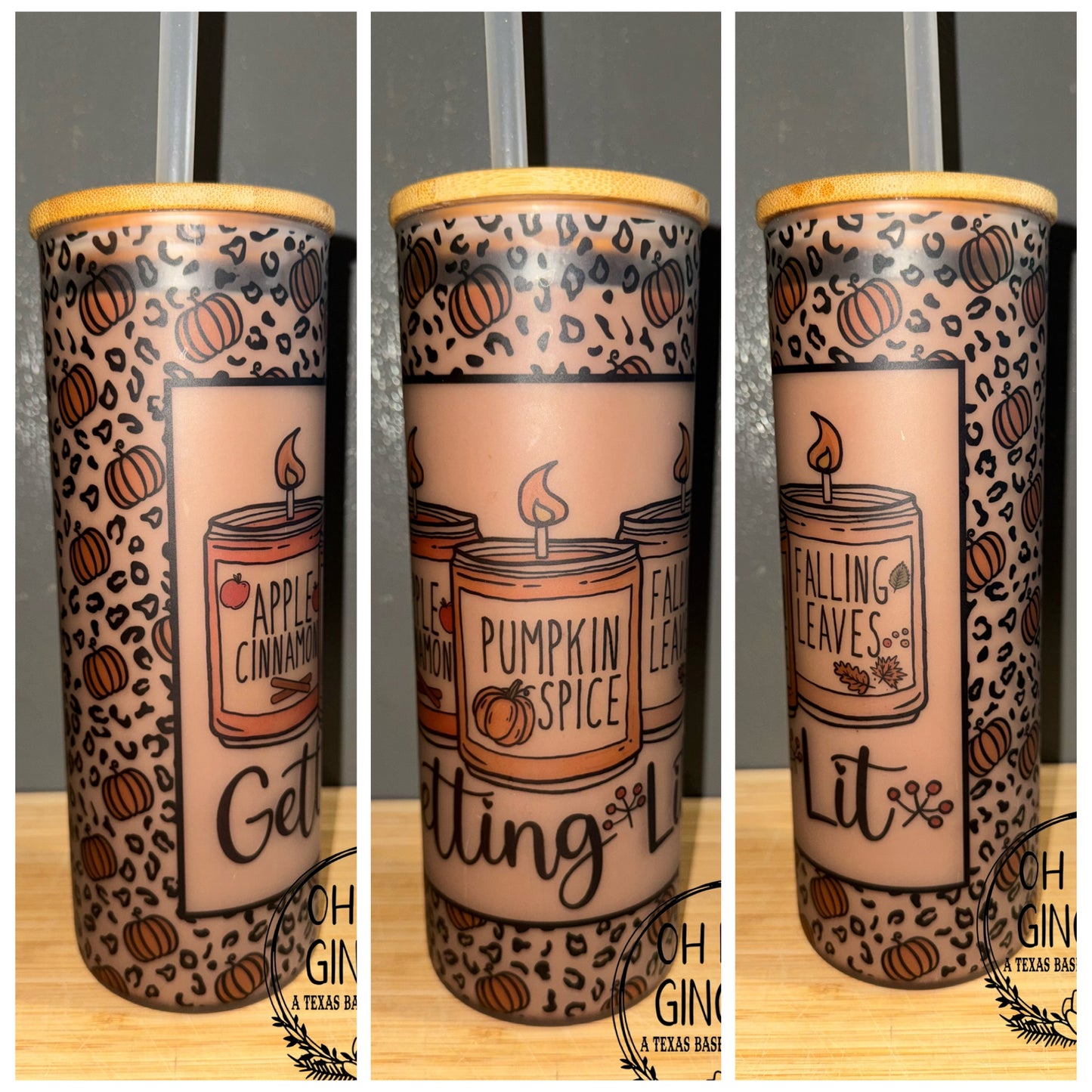 Getting Lit Fall Themed 25oz Frosted Glass