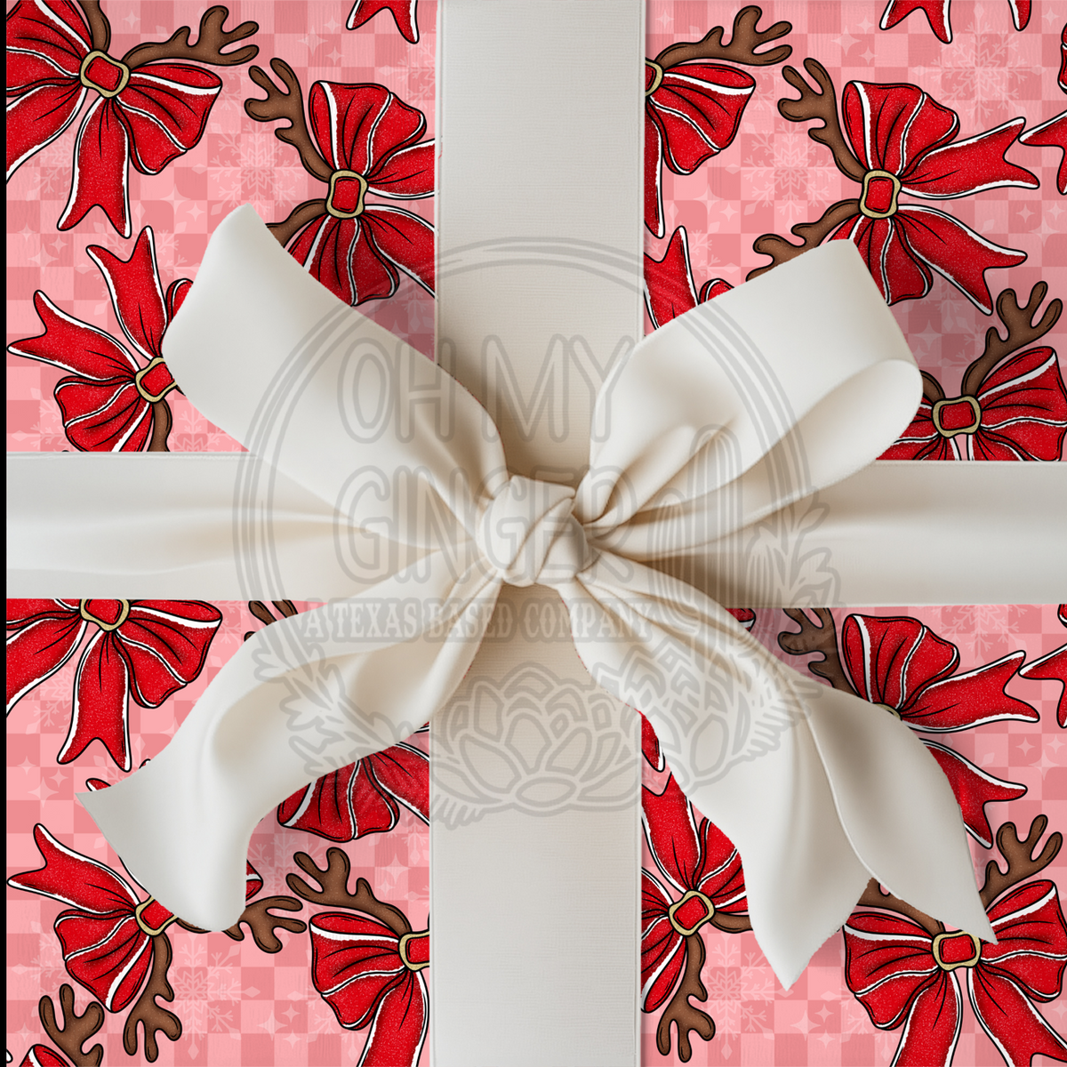 Reindeer Santa Bows Wrapping Paper