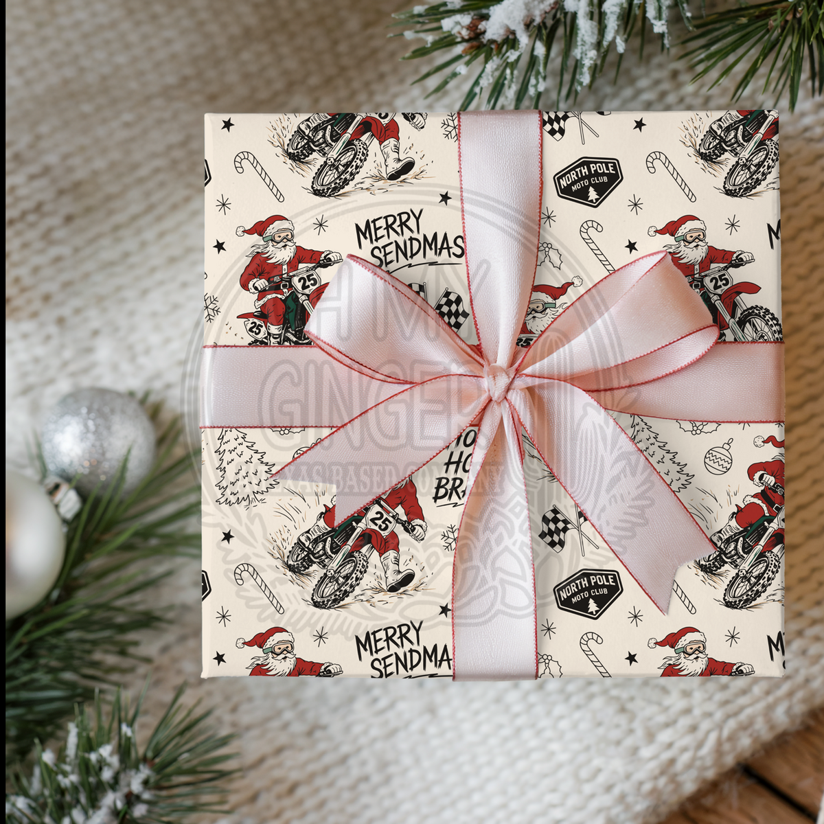 Santa Motocross Christmas Wrapping Paper