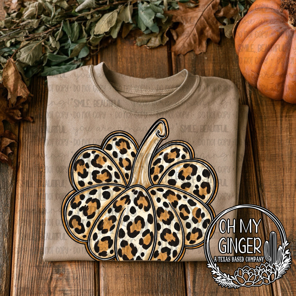 Leopard Pumpkin — a leopard-patterned pumpkin outlined in contrasting colors