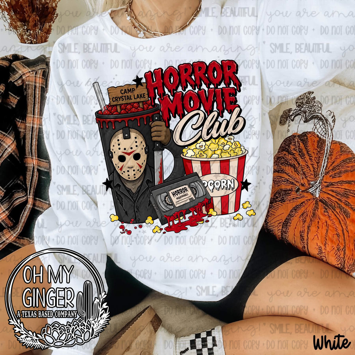 Horror Movie Club Jason design featuring a horror movie club design with a hockey-mask slasher-inspired character by Oh My Ginger