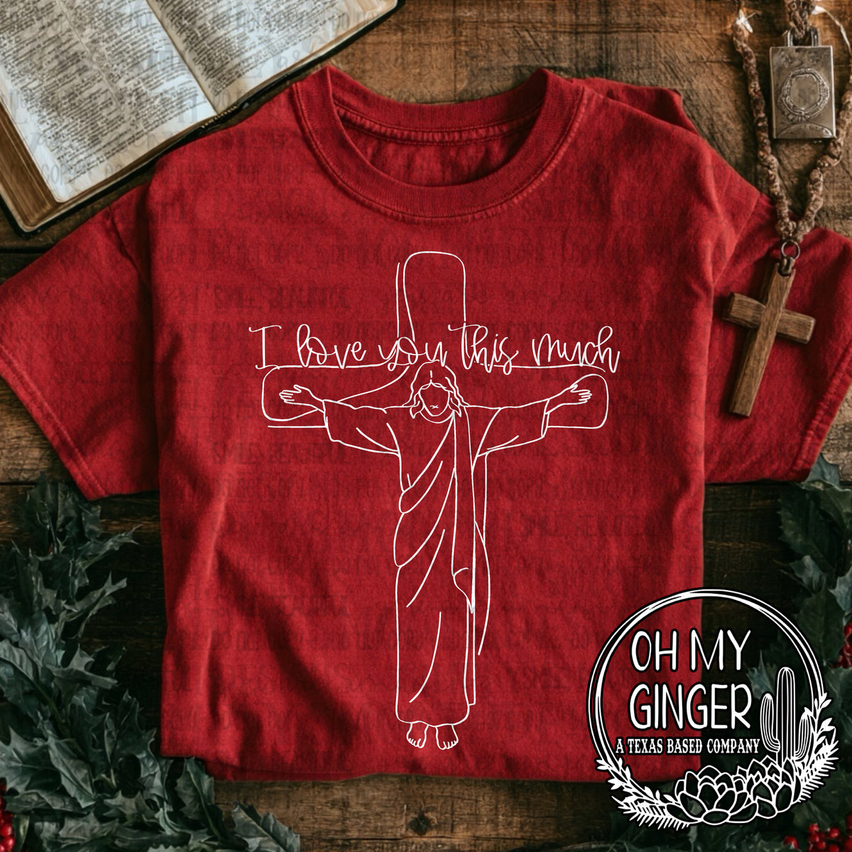 I Love You This Much - Jesus — a simple outlined cross with Jesus-themed love lettering