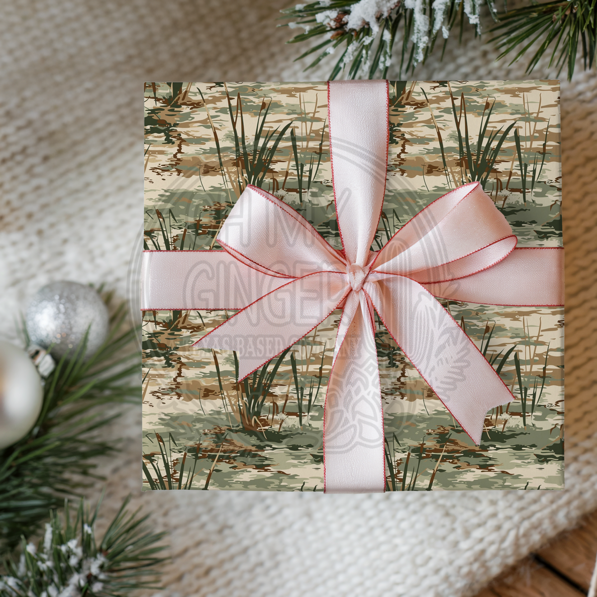 Marsh Grass Camouflage Wrapping Paper