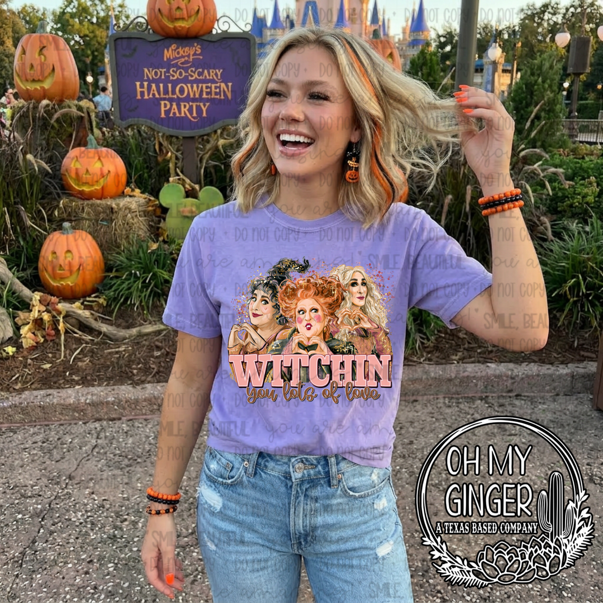 Witchin You Lots Of Love — a witch-character collage with playful Halloween lettering