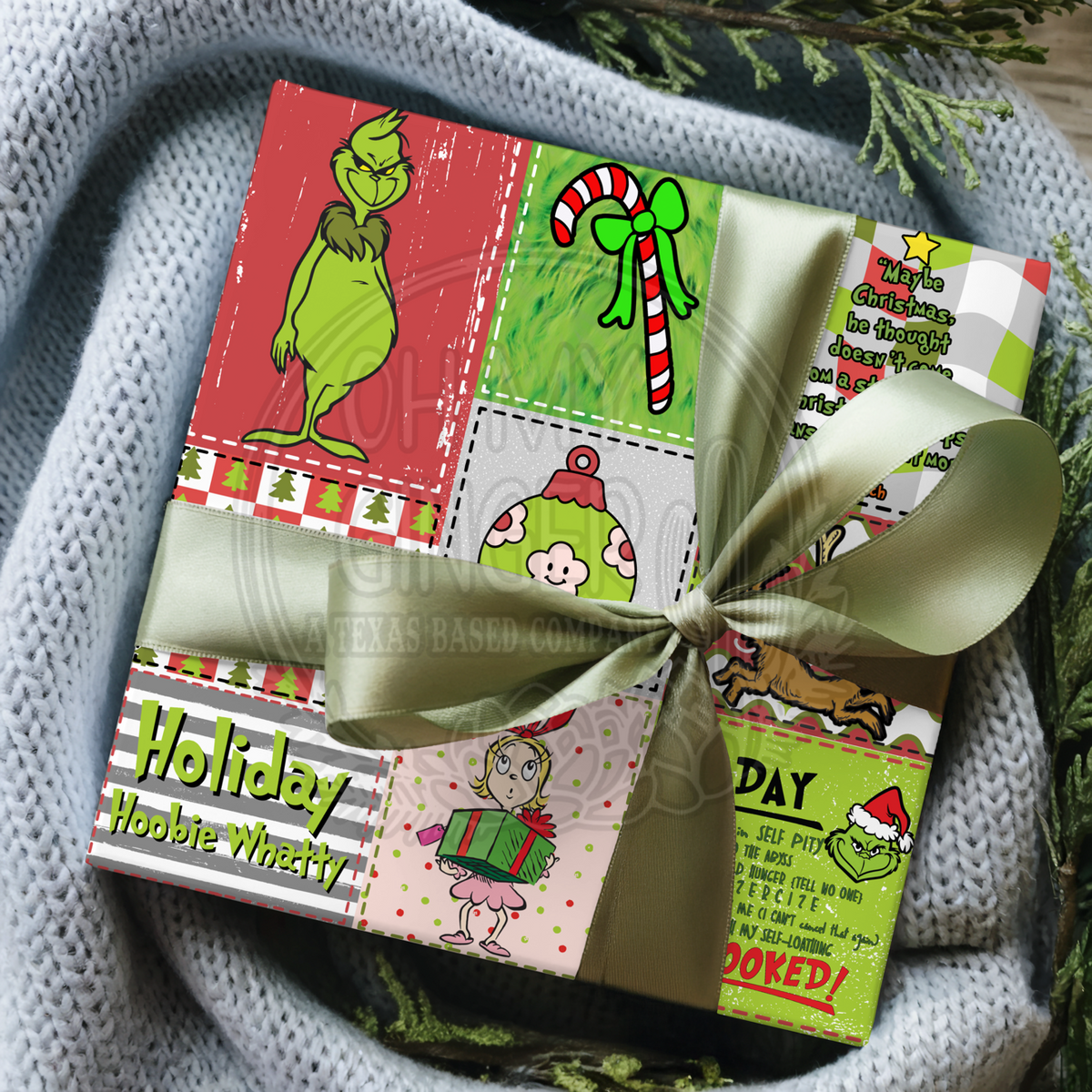 Holiday Hoobie Whatty Patchwork Wrapping Paper