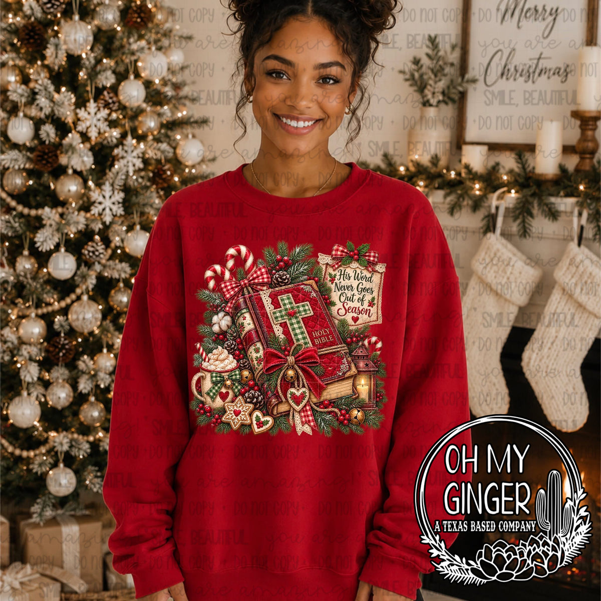 His Word Never Goes Out Of Season — a colorful Christmas collage with faith-themed wording