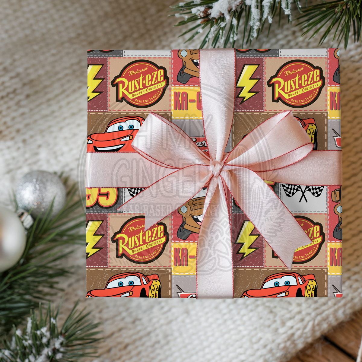 Cars Patchwork Brown Wrapping Paper
