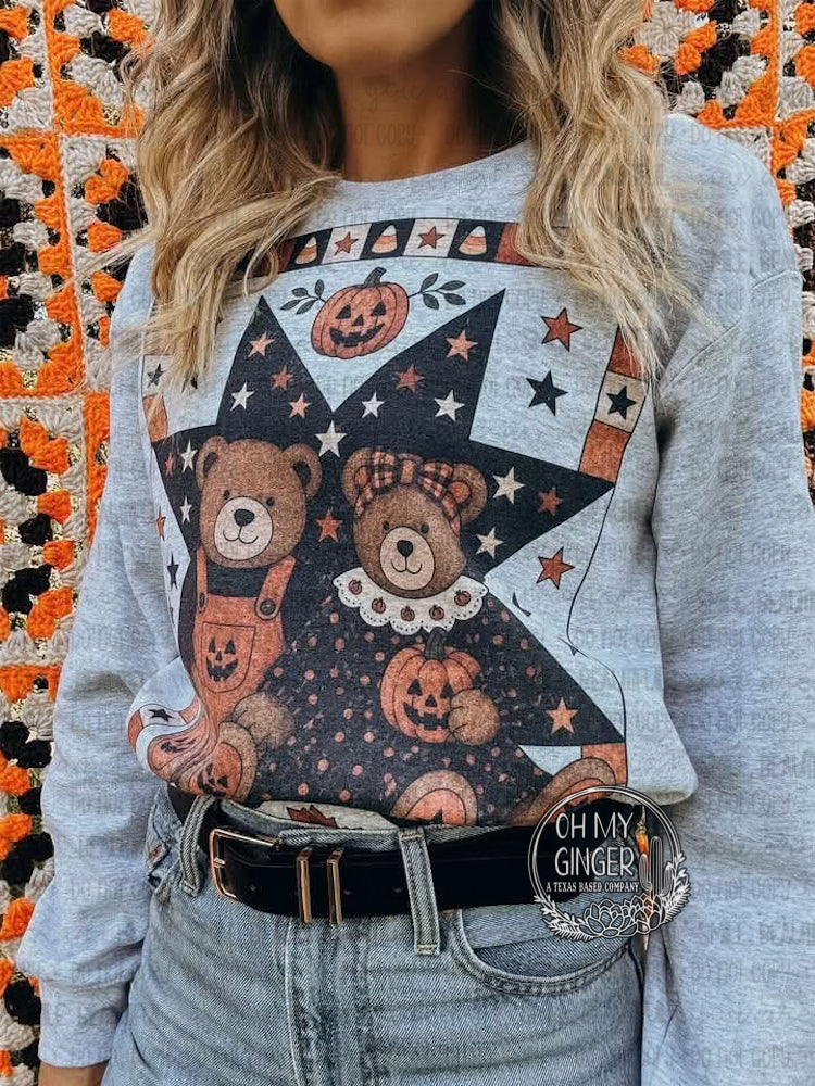 Patchwork Fall Bears graphic apparel from Oh My Ginger