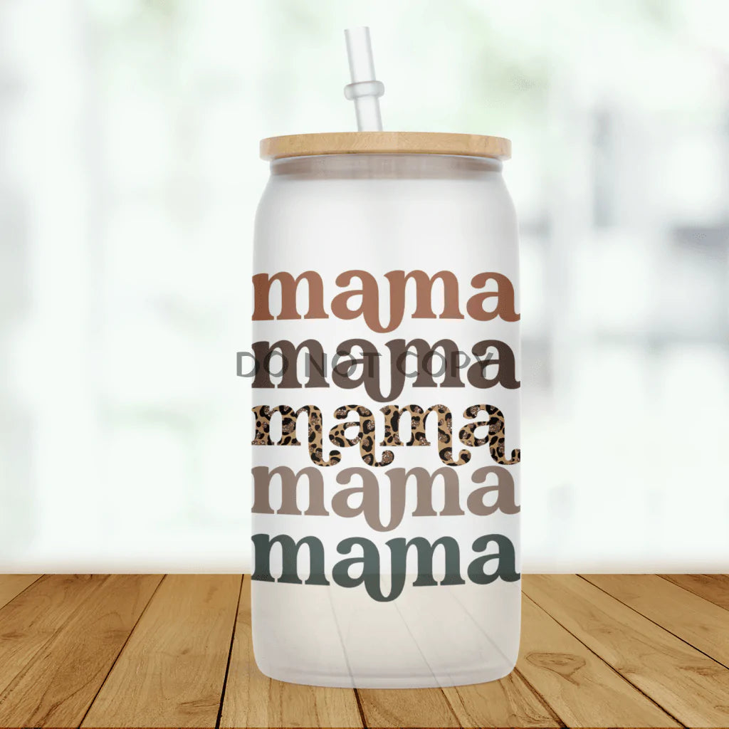 Mama Repeat Frosted Glass Glass Can