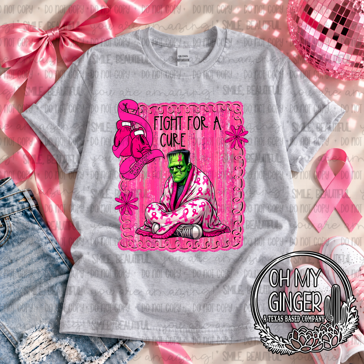 Fight For A Cure Frank — a Frankenstein-inspired figure in a pink fight-for-a-cure panel