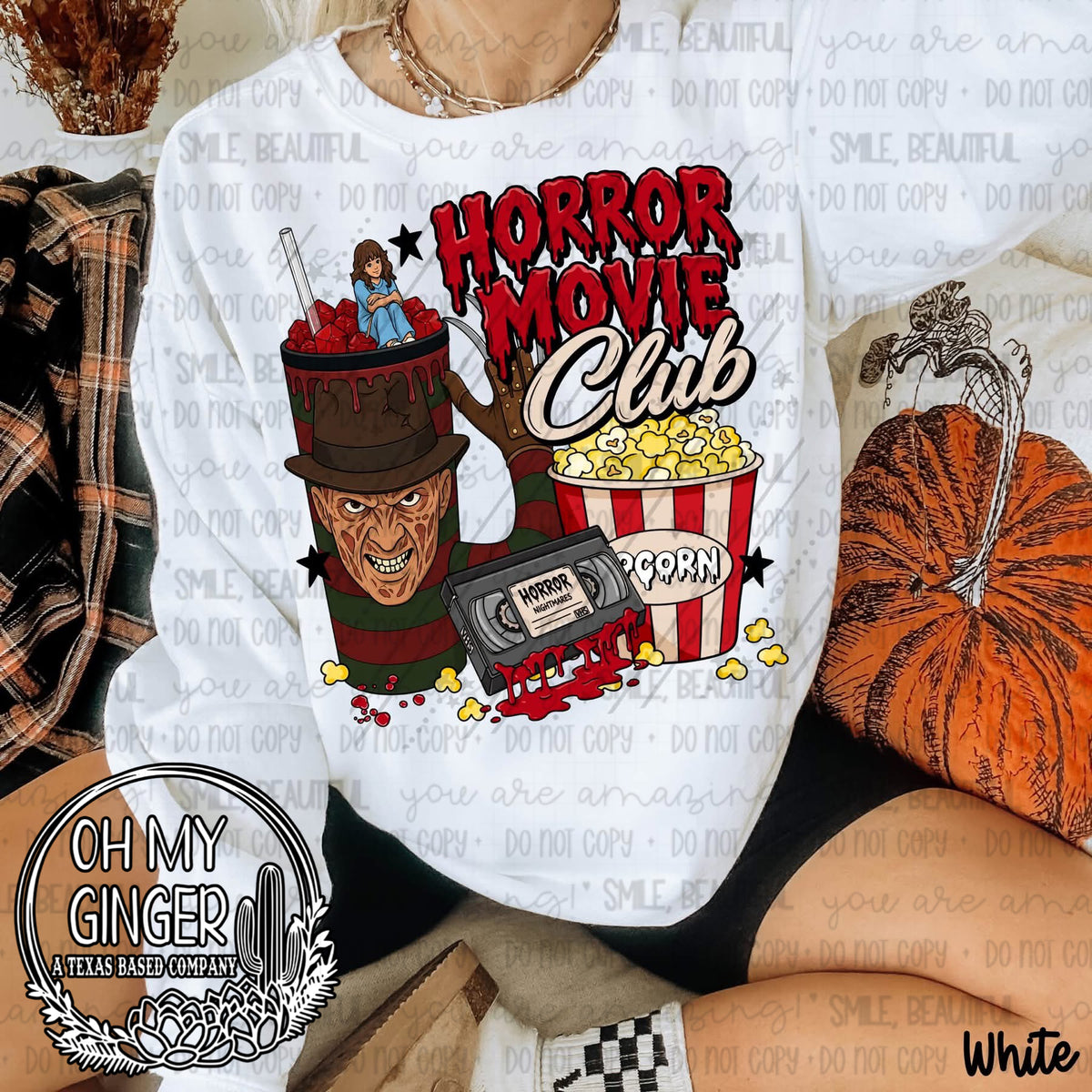 Horror Movie Club Freddy design featuring a horror movie club design with a dream-stalking slasher-inspired character by Oh My Ginger