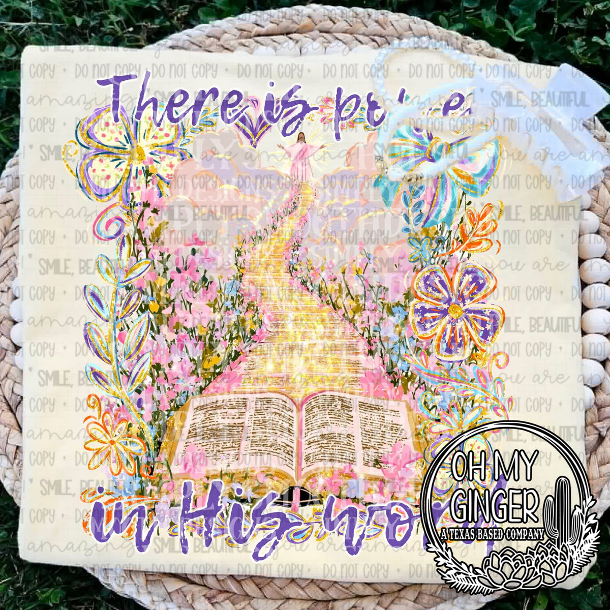 Power In His Word — a Bible and floral illustration with power-in-His-word lettering