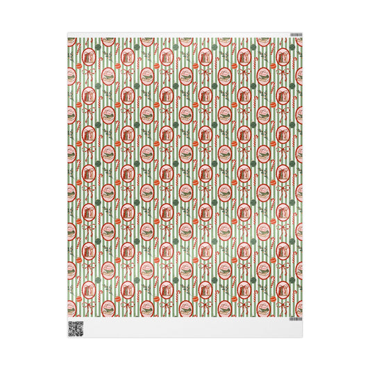 Book Lover Christmas Wrapping Paper, Sage Green Stripes, Festive Books & Bows, Bookish Holiday Gift Wrap