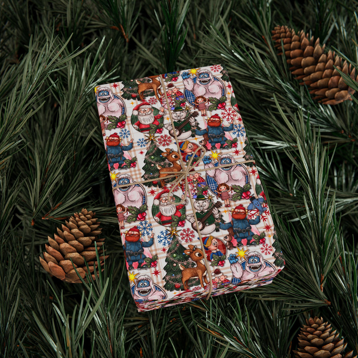 Rudolph Christmas Wrapping Paper, Bumble, Santa & Misfit Toys, Nostalgic Holiday Character Gift Wrap