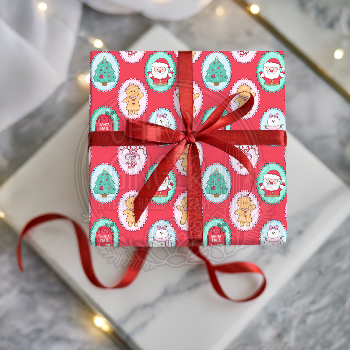 Oval Christmas Frames Wrapping Paper