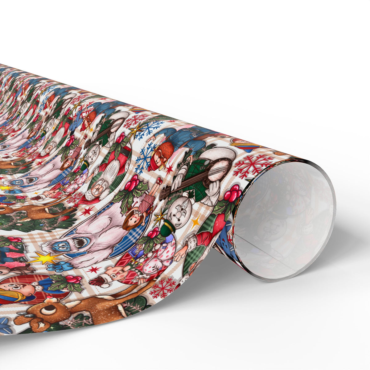 Rudolph Christmas Wrapping Paper, Bumble, Santa & Misfit Toys, Nostalgic Holiday Character Gift Wrap