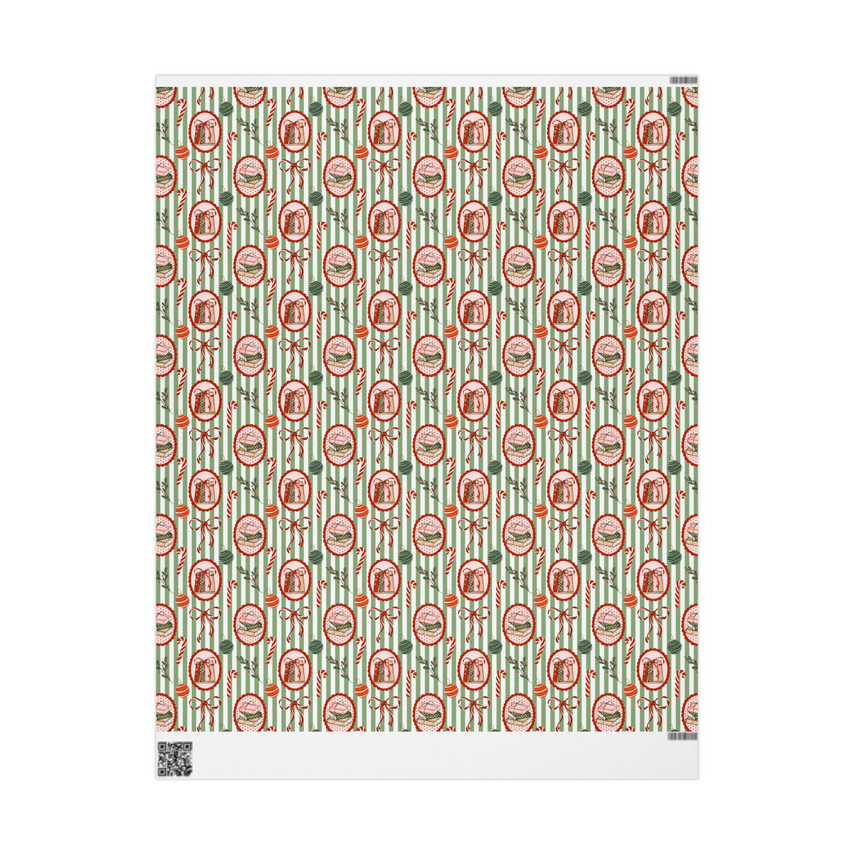 Book Lover Christmas Wrapping Paper, Sage Green Stripes, Festive Books & Bows, Bookish Holiday Gift Wrap