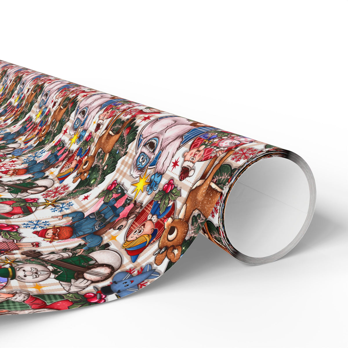 Rudolph Christmas Wrapping Paper, Bumble, Santa & Misfit Toys, Nostalgic Holiday Character Gift Wrap