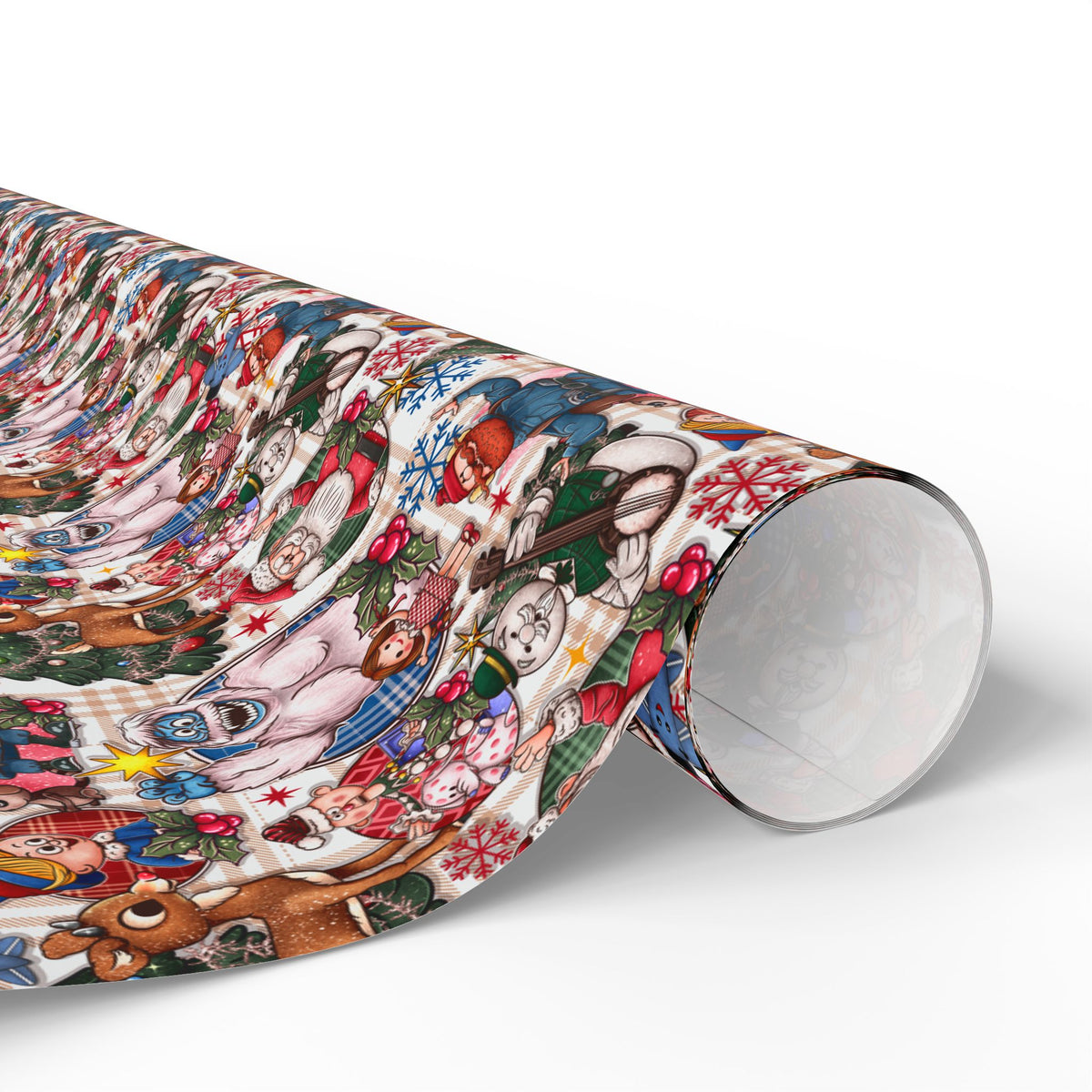Rudolph Christmas Wrapping Paper, Bumble, Santa & Misfit Toys, Nostalgic Holiday Character Gift Wrap