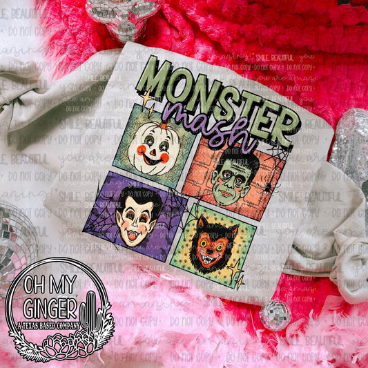 Monster Mash — a four-panel monster portrait collage