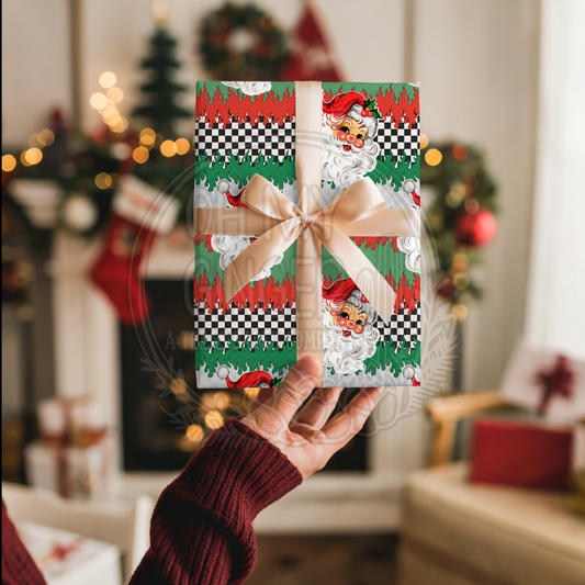 Edgy Santa Flames Wrapping Paper
