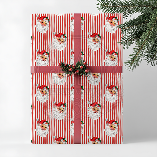 Santa Red Stripes Wrapping Paper