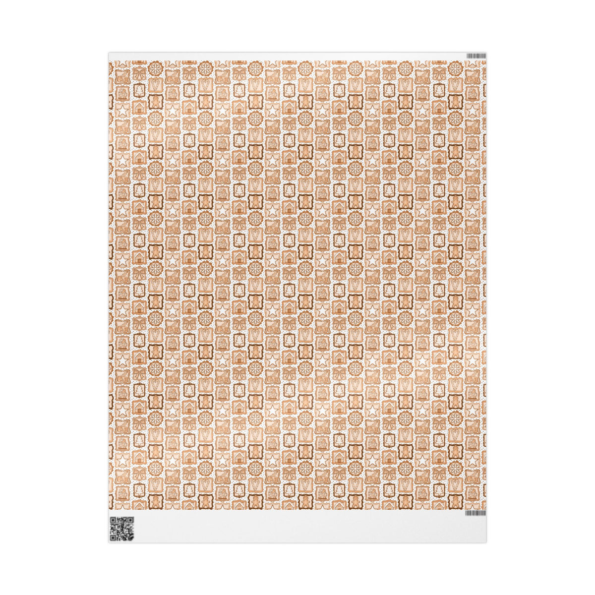 Gingerbread Christmas Wrapping Paper, Neutral Brown Cookie Frames, Bows & Hot Cocoa, Cozy Holiday Gift Wrap