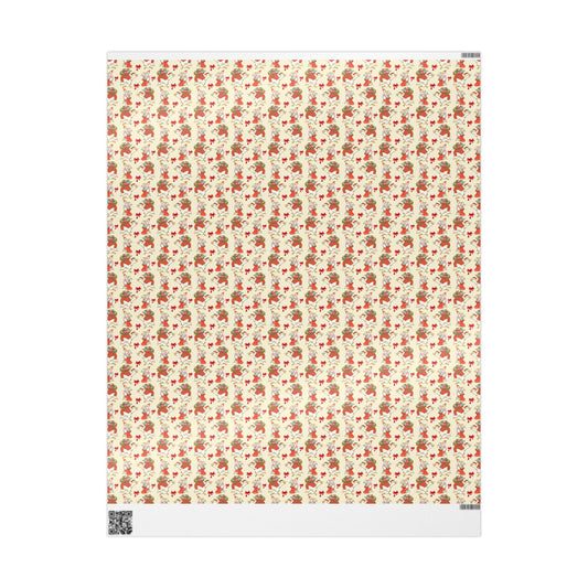 Christmas Goose Wrapping Paper, Cute Geese with Santa Hats, Presents & Red Bows, Whimsical Holiday Gift Wrap