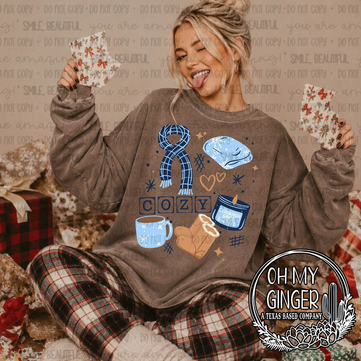 Cozy Winter Things — blue winter accessories and cozy-winter lettering