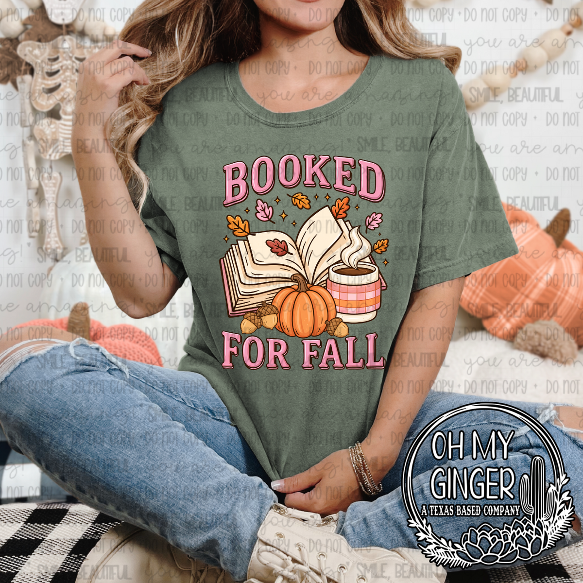 Booked For Fall — an open book with pumpkins and booked-for-fall lettering