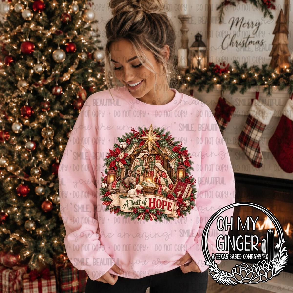 A Thrill of Hope — a Christmas wreath surrounding a-thrill-of-hope lettering