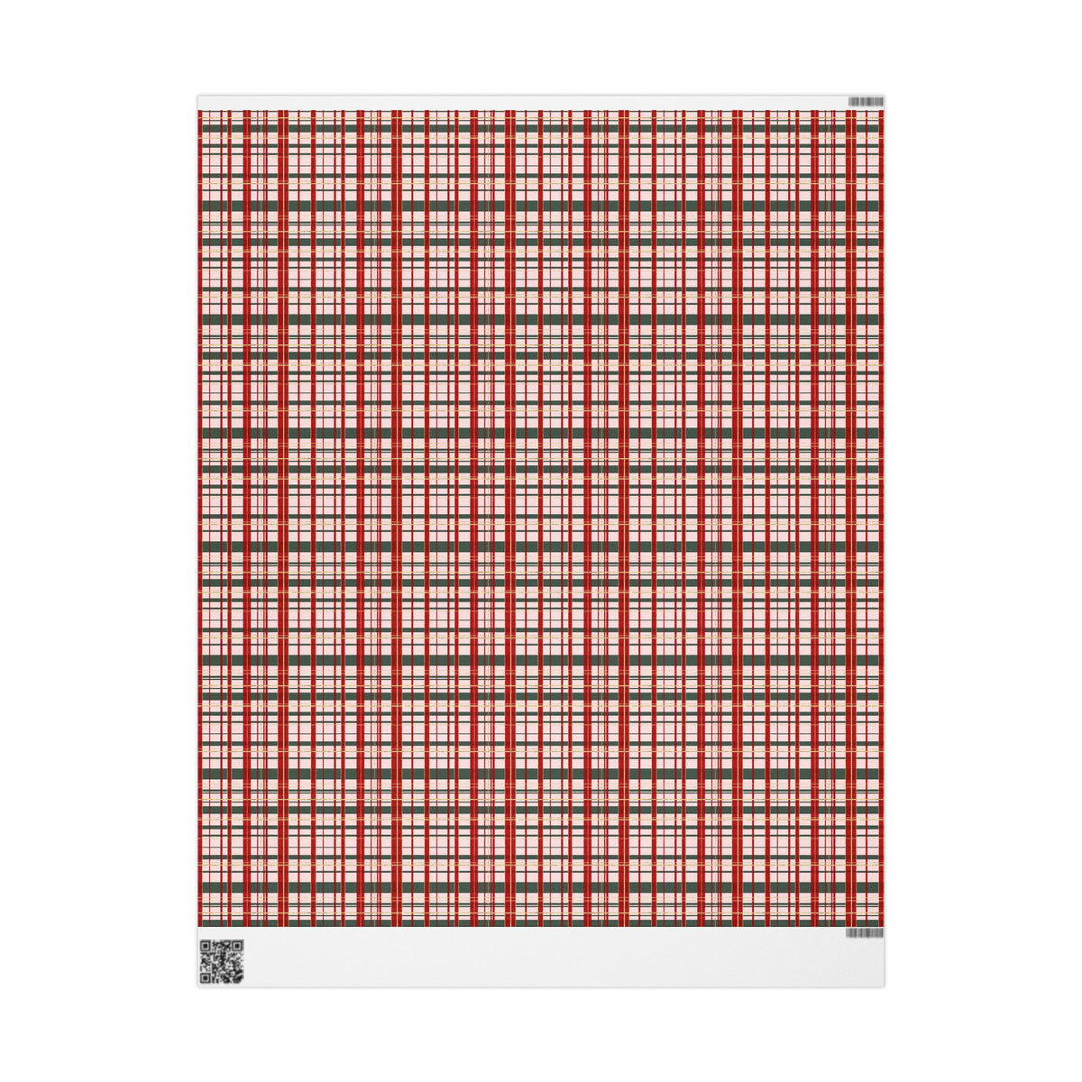 Pink Christmas Plaid Wrapping Paper, Red & Green Tartan with Faux Gold Glitter, Classic Holiday Gift Wrap