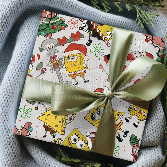 SpongeBob Christmas Characters Wrapping Paper