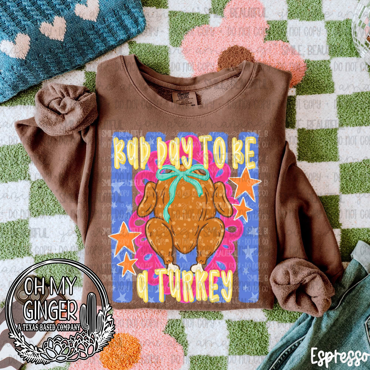 Bad Day To Be A Turkey design featuring a humorous Bad Day To Be A Turkey Thanksgiving phrase by Oh My Ginger