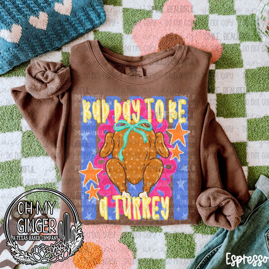Bad Day To Be A Turkey design featuring a humorous Bad Day To Be A Turkey Thanksgiving phrase by Oh My Ginger
