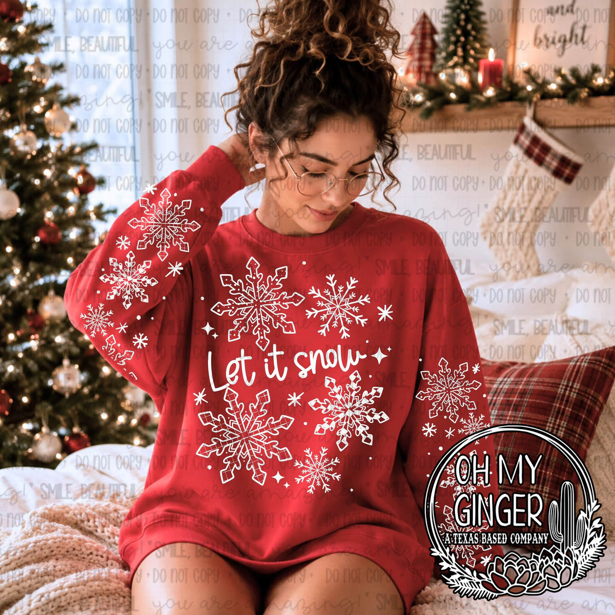 Let It Snow - Sleeve Prints on Longsleeves and Up — a snowman, snowflakes and let-it-snow lettering