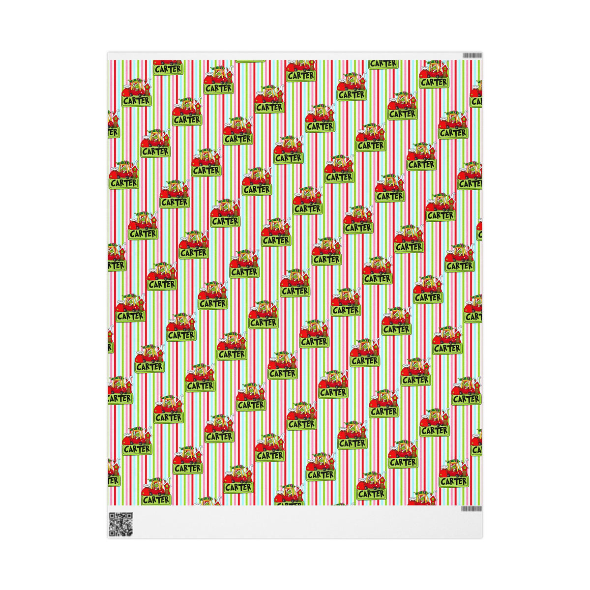 Merry Who Custom Wrapping Paper Christmas Wrapping Paper, Custom Name Striped Gift Wrap, Whoville Holiday Presents