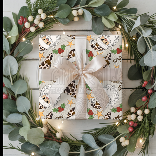 Cowprint Santa Wrapping Paper