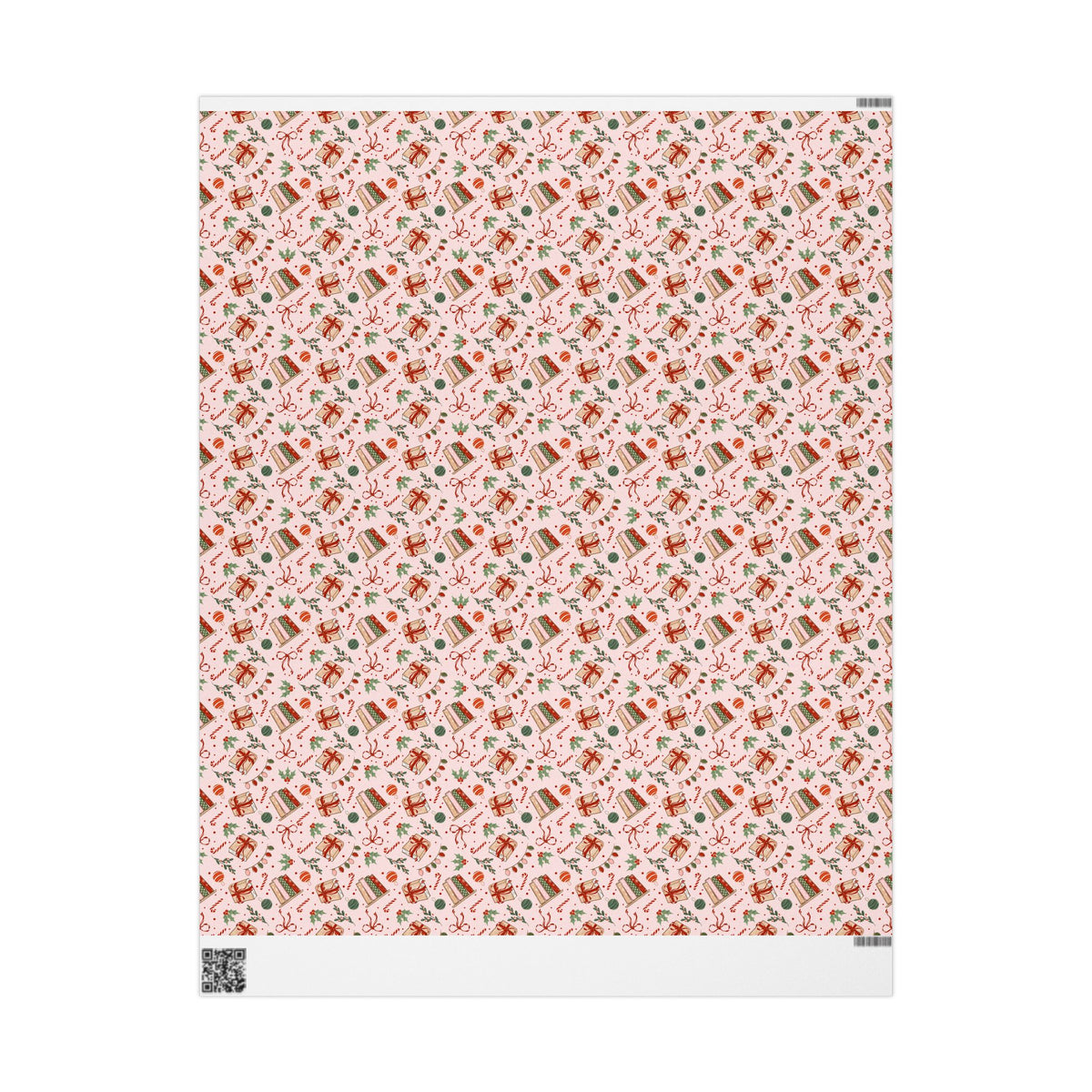 Pink Bookish Christmas Wrapping Paper, Holiday Books, Bows & Christmas Lights, Gift Wrap for Book Lovers