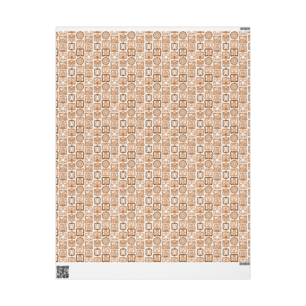 Gingerbread Christmas Wrapping Paper, Neutral Brown Cookie Frames, Bows & Hot Cocoa, Cozy Holiday Gift Wrap