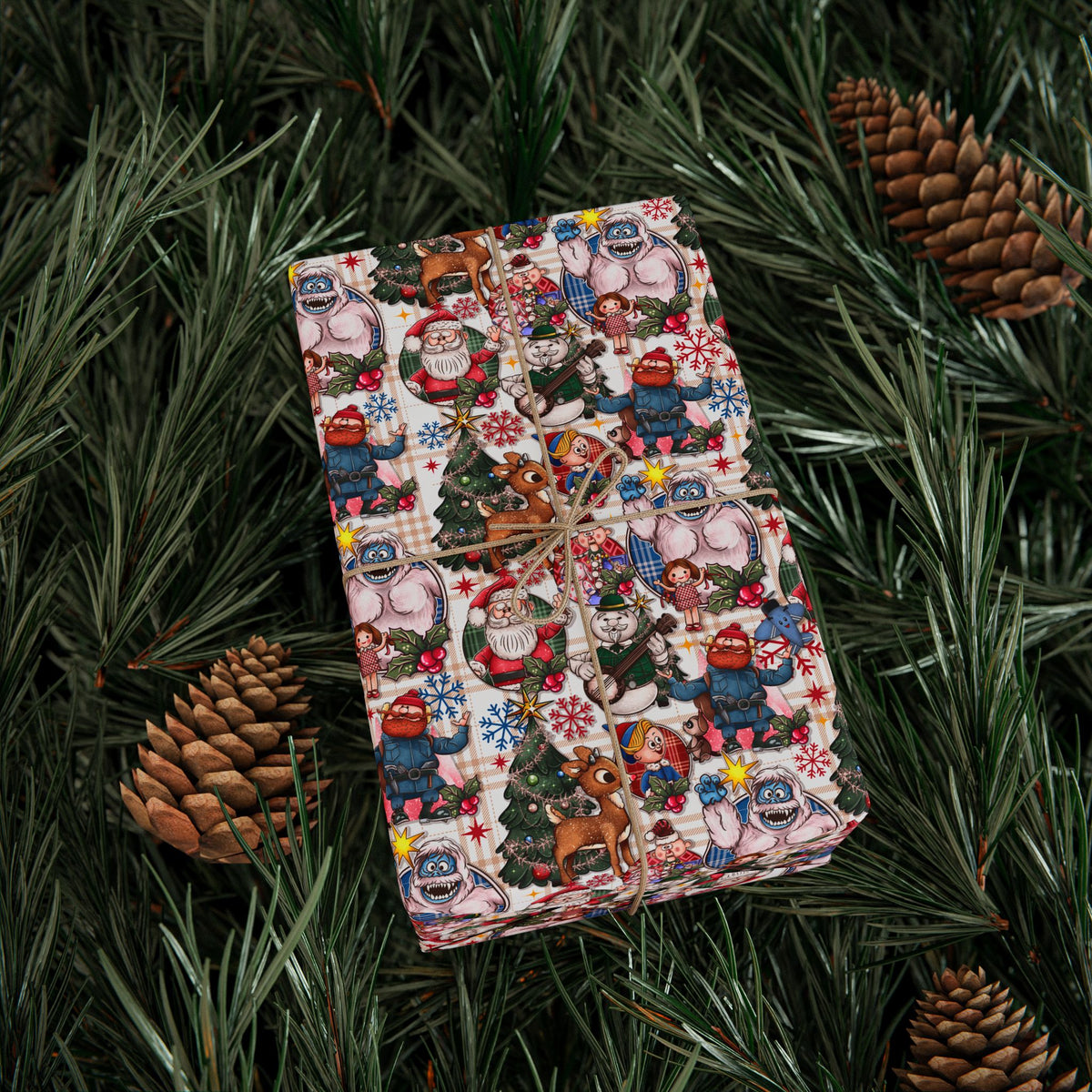 Rudolph Christmas Wrapping Paper, Bumble, Santa & Misfit Toys, Nostalgic Holiday Character Gift Wrap