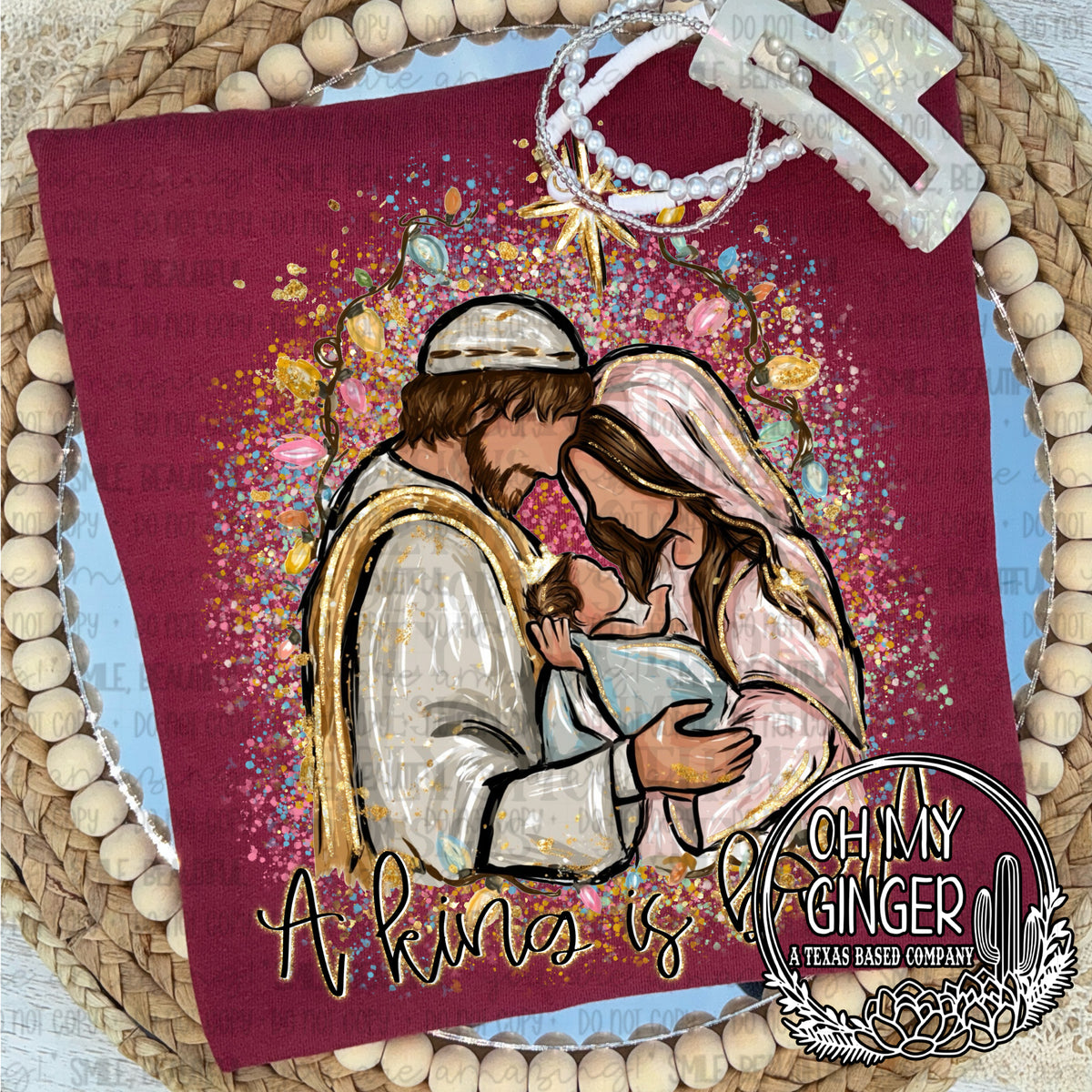 A King Is Born — Mary, Joseph and baby Jesus beneath a shining star