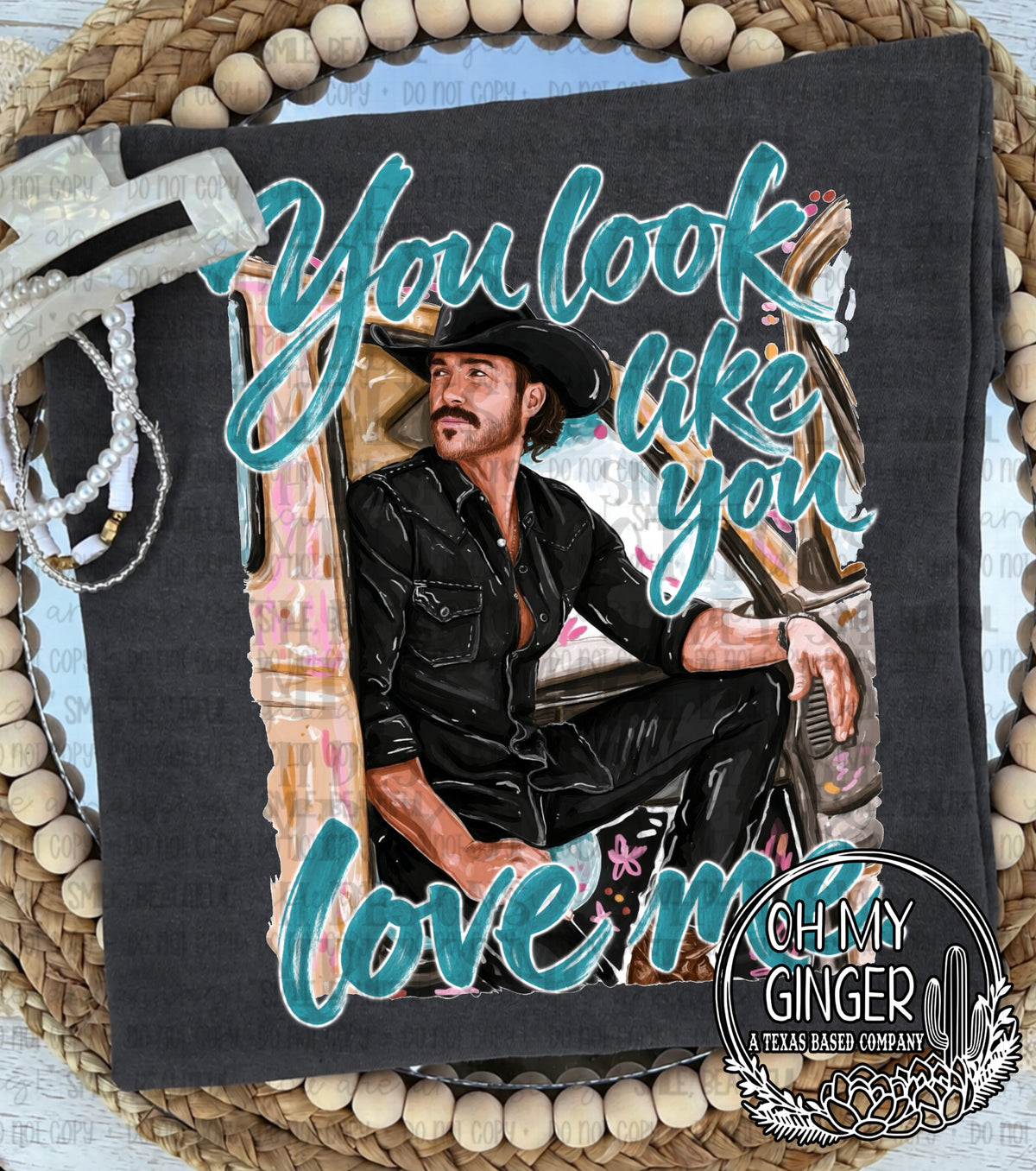 You Look Like You Love Me — a country-singer portrait with turquoise script lettering