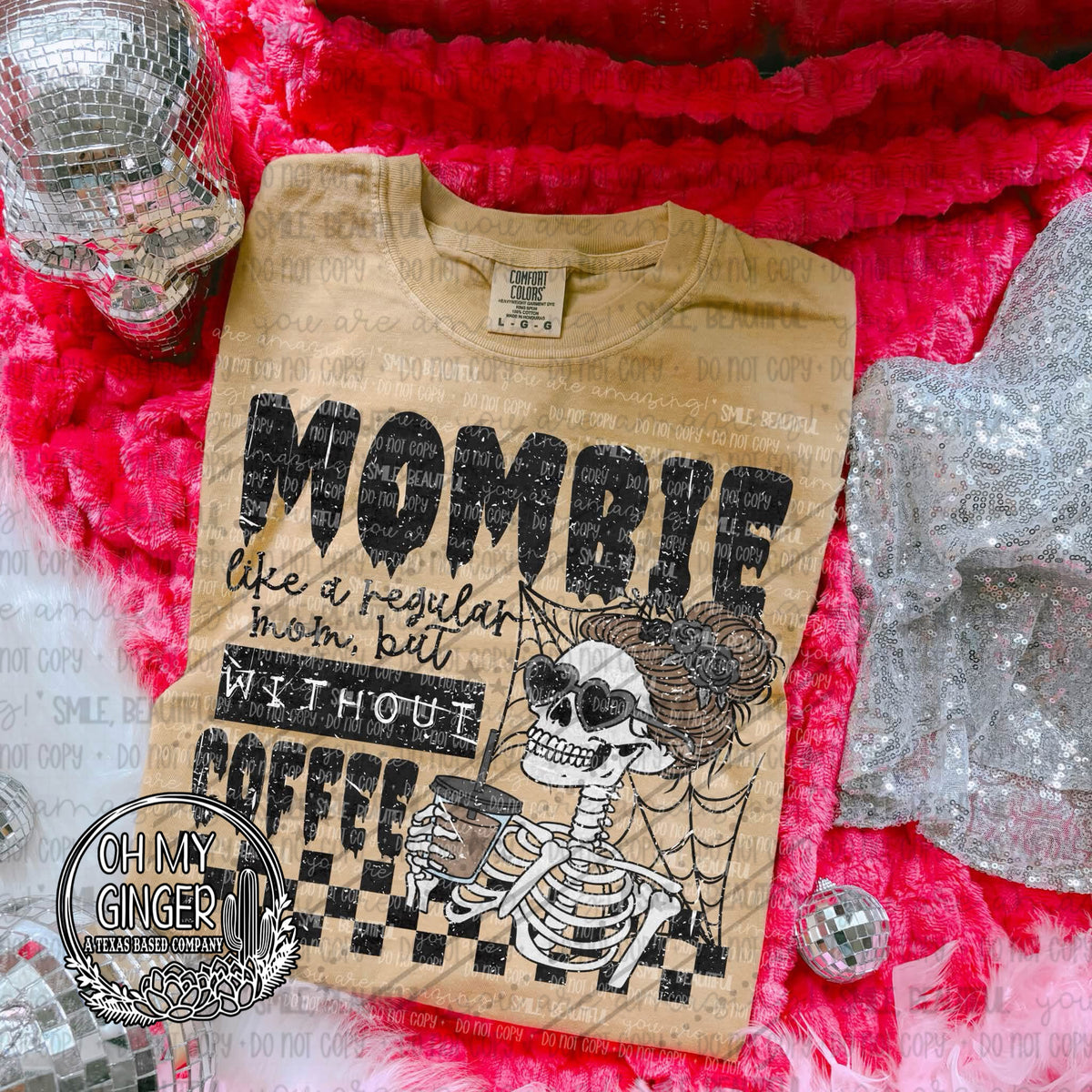 Mombie adult apparel design featuring a funny Mombie design made for tired moms who love spooky season by Oh My Ginger