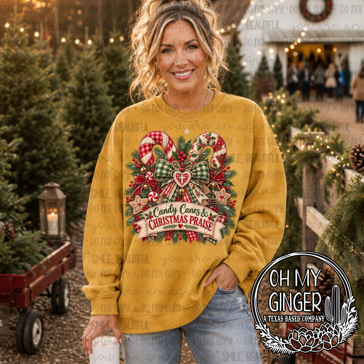 Candy Canes & Christmas Praise — a Christmas praise collage with candy-cane accents