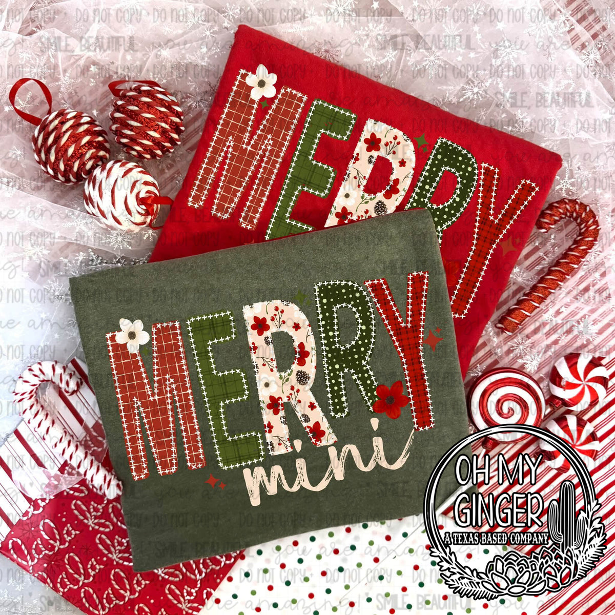 Merry Mini - Kids — patterned red and green merry-mini lettering